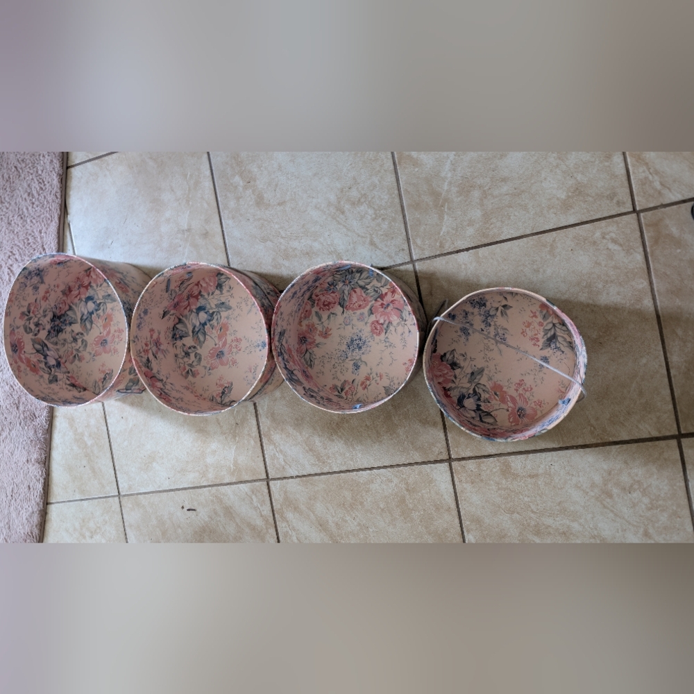 Floral Round Storage Boxes Set